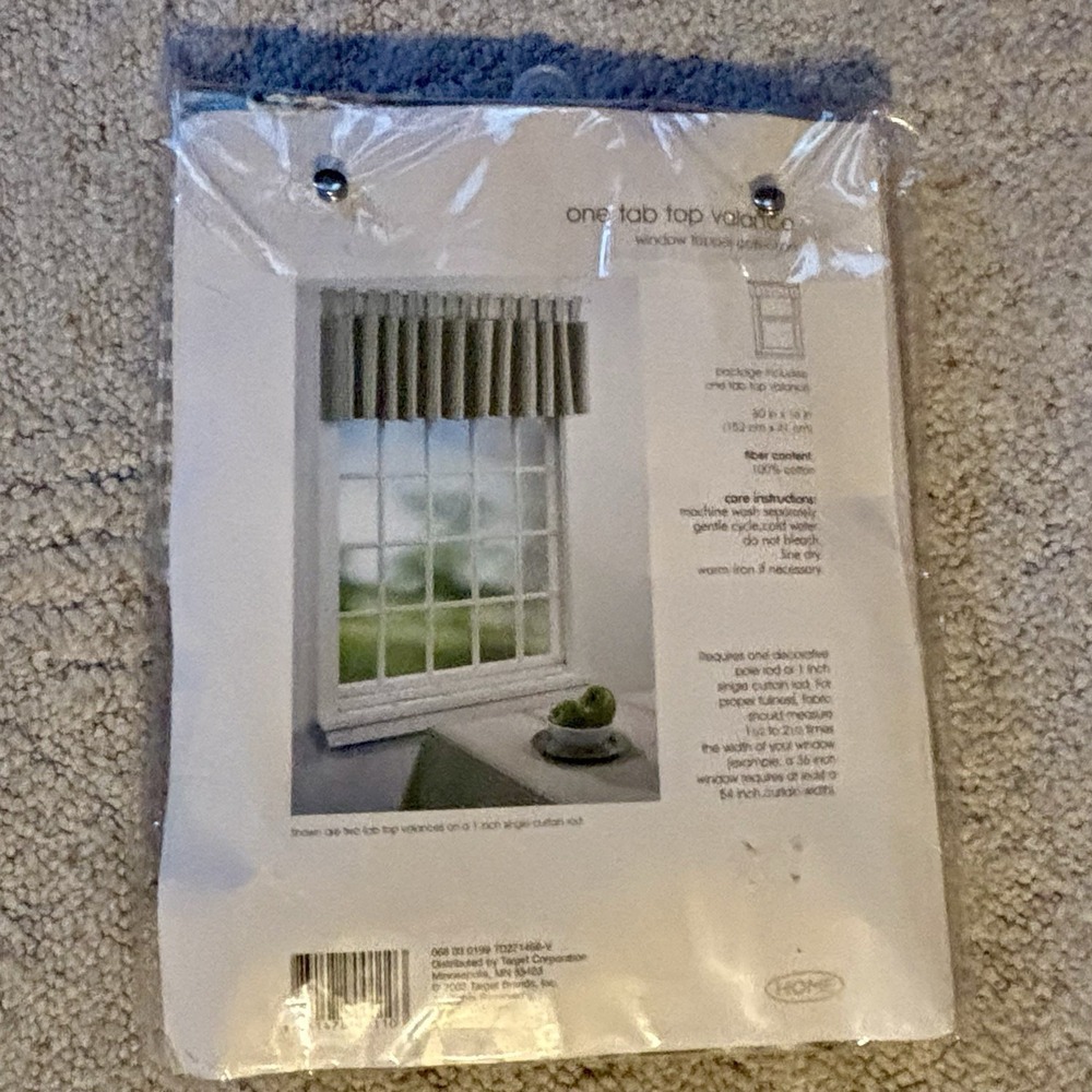 Home Window Valance Green & White Gingham Check Cottage Farm One Tab Top 60x16 - Picture 2 of 5